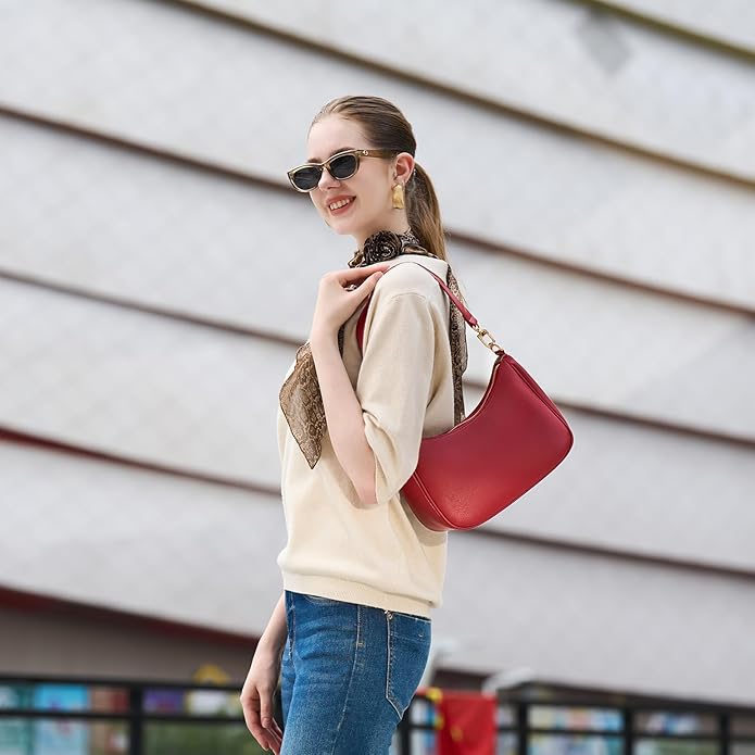 Shoulder Bags for Women, Cute Hobo Tote Handbag Mini Clutch Purse with Zipper Closure