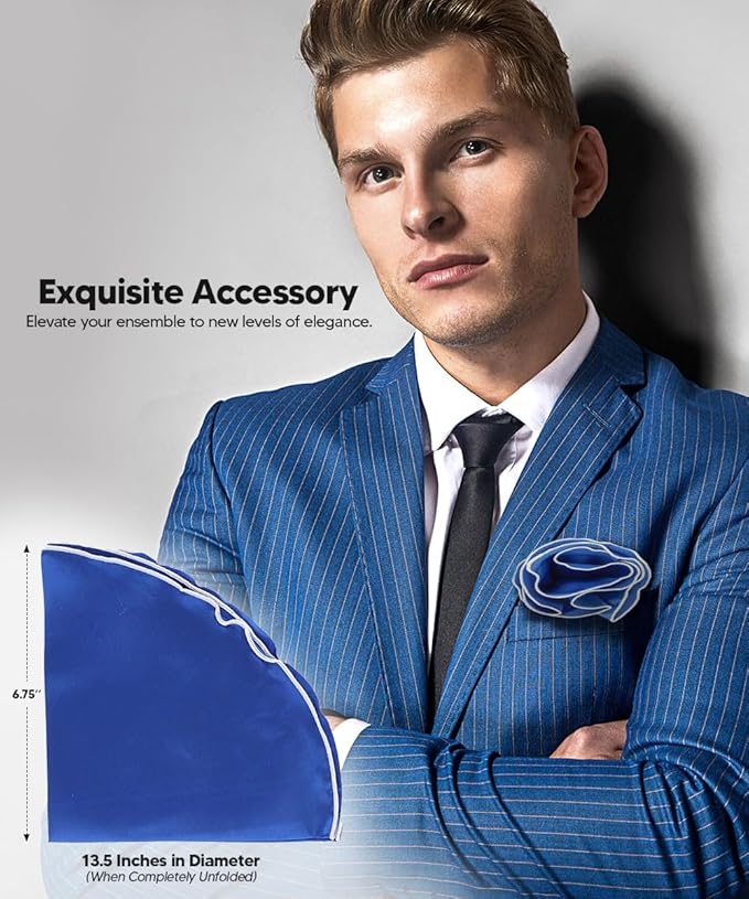 Premium Pre-Folded Four-Point Suit Pocket Square for Men with Sewn Pocket Fold