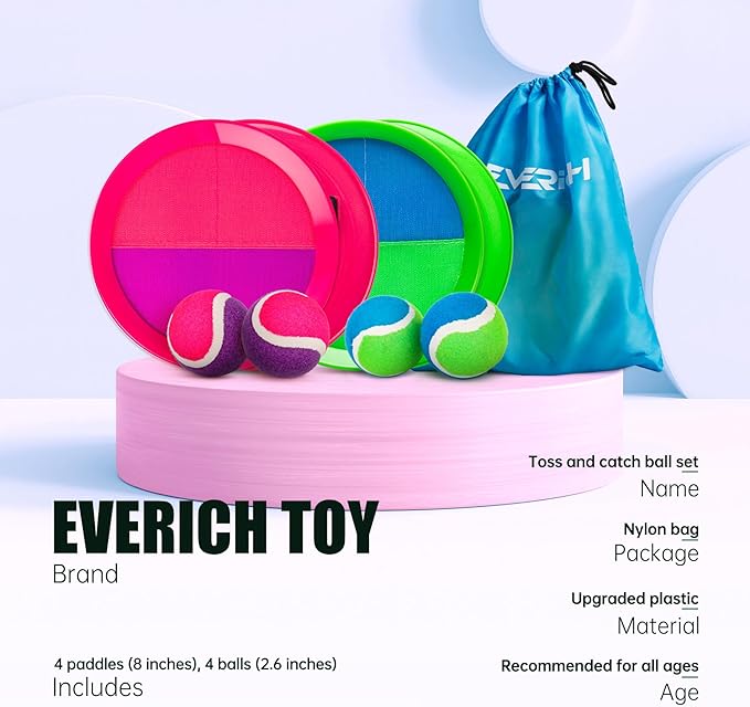 EVERICH TOY Upgraded Toss and Catch Ball Game Set, Outdoor Games for Kids Toys, Stocking Stuffers for Family Games, Beach Pool Yard Christmas Toys Birthday Gifts for Boys Girls 3 4 5 6 7 8-12 Year Old
