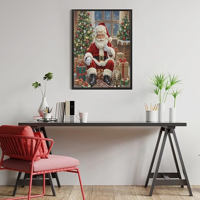 Puzzles for Adults 500 Pieces Wooden Jigsaw Puzzle - Santa Claus and Kitten Christmas Series Theme Puzzle，Party Games，Family Toys，Educational Puzzles，Stress Relief Wooden Puzzle，Home Decoration