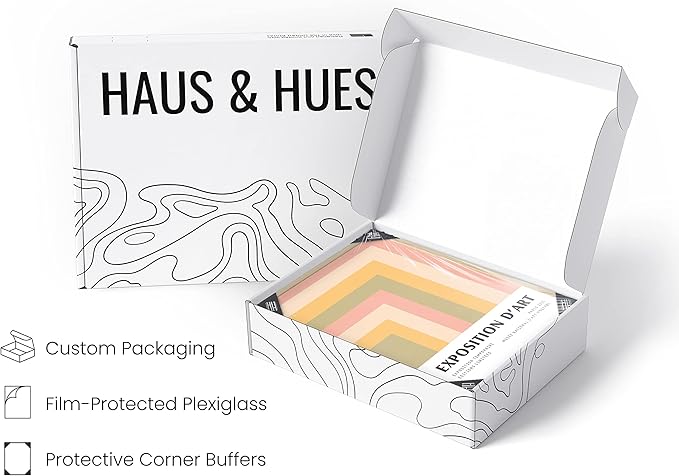 HAUS AND HUES Danish Pastel Posters, Trendy Aesthetic Wall Art, Abstract Geometric Print, Exhibition Poster (Beige Frame, 24x36)