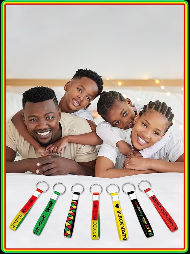 36Pcs Black History Month Gifts Bulk 6 Designs Keychains for Black History Month Celebrations Freedom Day Office Patriotic Party Favors Gift Bag Fillers