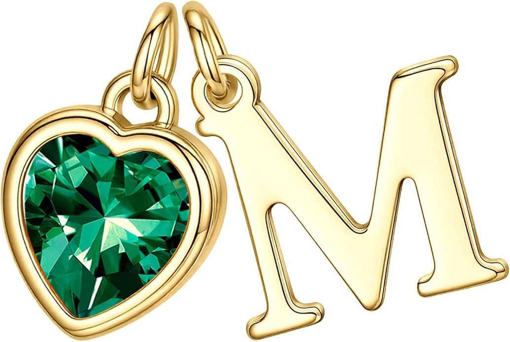 Turandoss Valentines Day Gifts for Her Trendy, Dainty 14K Gold Plated Initial A-Z Heart Birthstone Pendant Necklace Personalized Bridesmaid Birthday Valentines Jewelry Gifts for Women Girls