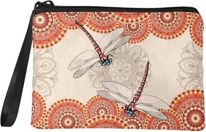Dolyues Dragonfly Coin Purse for Women Novelty Purse Aesthetic Kawaii Accessories with Zipper Boho Style Small Change Pouch Mini Pouches Wallet Coin Bag