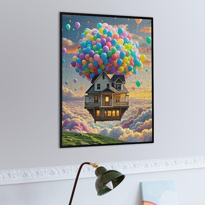 Wooden Puzzle - Floating House Jigsaw Puzzles，Wooden Puzzles for Adults 500 Pieces Challenge Puzzles，Educational Games，Family Puzzles，Unique Gifts for Wall Art