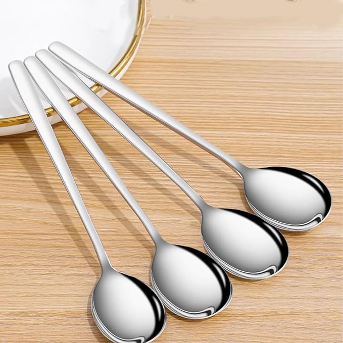 Large Soup Spoon Stainless Steel Dishwasher Safe Dinner Big Teaspoons with Round Edge 8 inches Tablespoons (8)