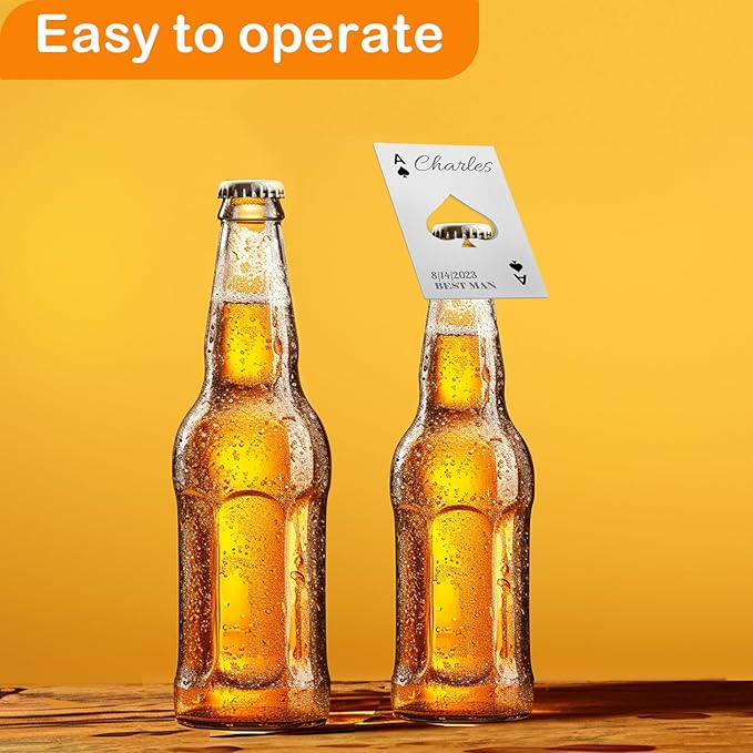 7PCSPersonalized Bottle Openers Credit Card Size, Groomsmen Best Man Gifts for Wedding Bachelor Party, Stainless Steel Beer Bottle Opener
