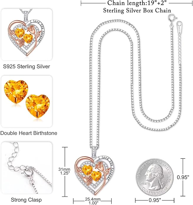 Iefil Valentines Day Gifts for Her - Sterling Silver Birthstone Necklace Anniversary Birthday Gifts for Her Wife Mom Daughter