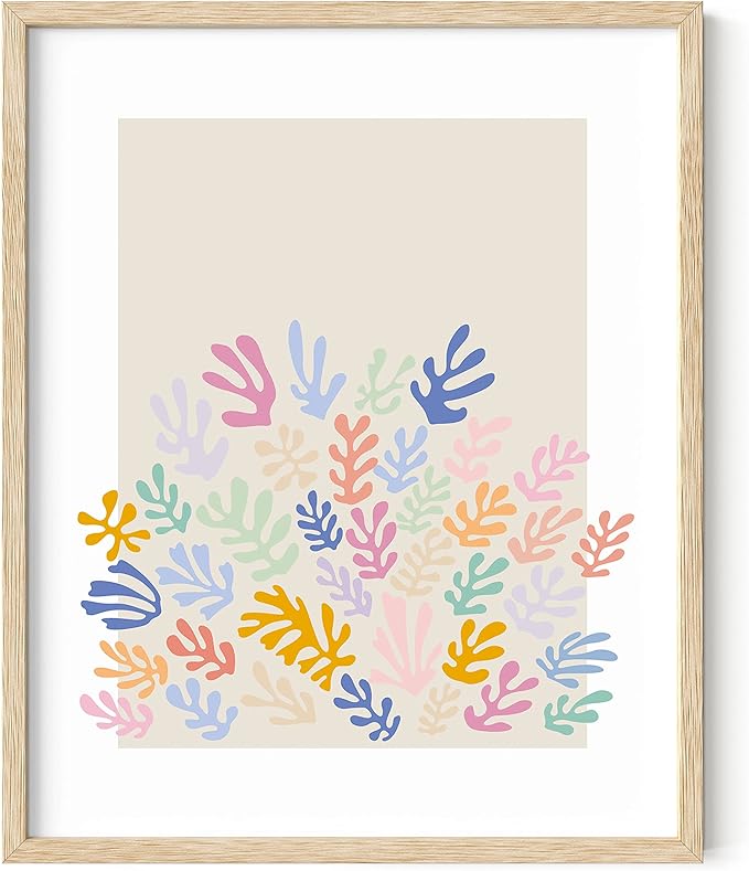 HAUS AND HUES Henri Matisse Prints, Matisse Exhibition Poster, Danish Pastel Wall Art, Aesthetic Room Decor (Beige Frame, 16x20)