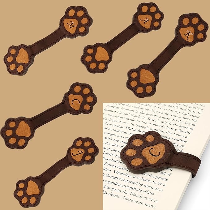 Magnetic Leather Bookmark, Cute Initial Magnetic Bookmarks Clip, Vintage Book Marker Clip Gifts for Readers, Kids, Book Lovers-J
