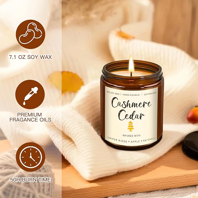 Candles for Home Scented, 6 x 3.5 oz Soy Wax & 150 Hours Long Lasting Fall Candles, Gifts for Women Birthday Thanksgiving Day Merry Christmas