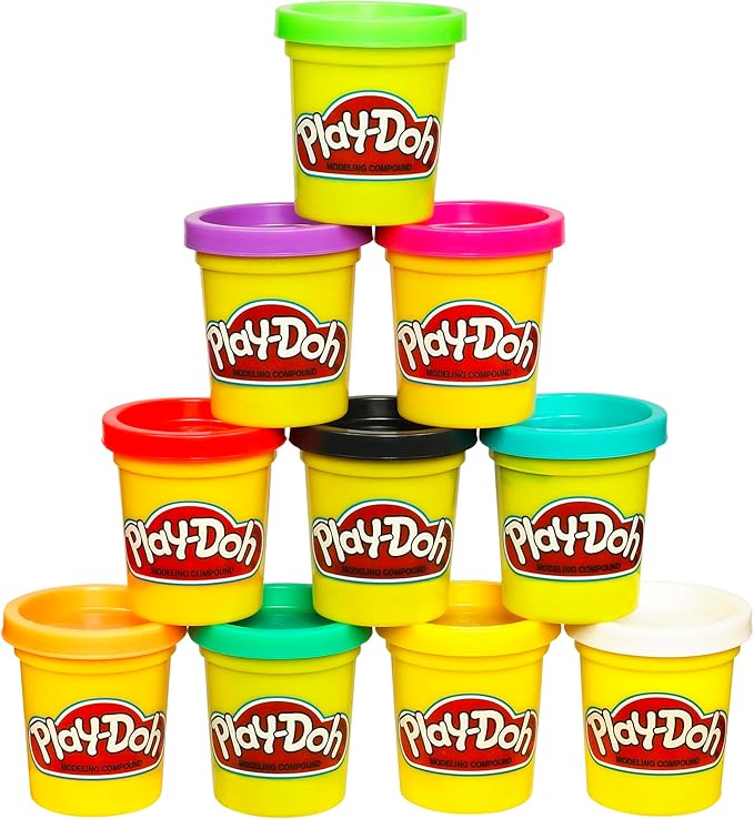 Play Doh Modeling Compound 10-Pack Case of Assorted Colors, Non-Toxic 2 oz. Cans, Christmas Stocking Stuffer Gifts, Prizes, & Party Favors, Preschool Toys for Kids, Ages 2+ (Amazon Exclusive)