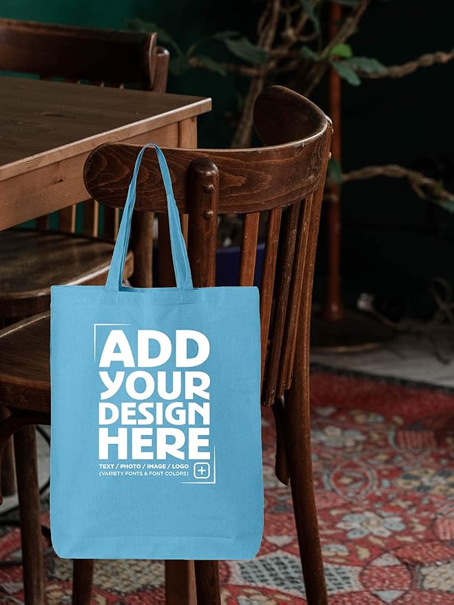 shop4ever Personalized Custom Design Your Own Eco Cotton Tote Reusable Shopping Bag Customizable Gift