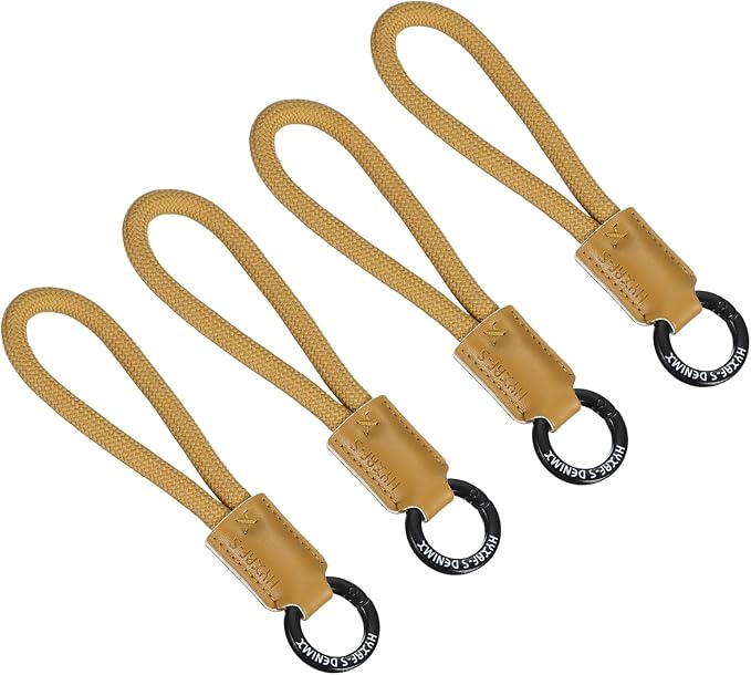 PATIKIL Handmade Cowhide Key Chain,Stylish Bag Pendant Leather Car Key Lanyard Mobile Phone Keychain Accessories, 4 Pack