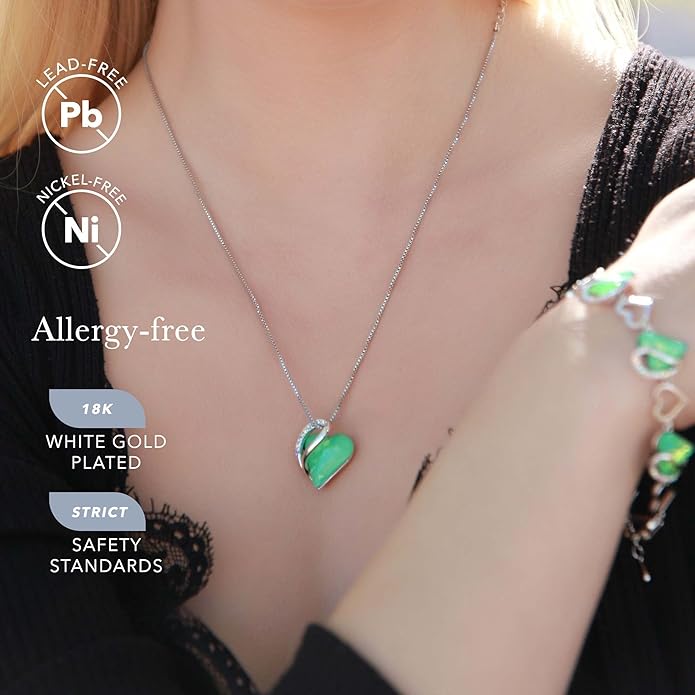 Leafael Valentine's Day Gift Necklaces for Women, Infinity Love Birthstone Heart Crystal Pendant, Birthday Anniversary Jewelry for Wife, Mom, and Her, Silver Plated, 18" + 2" Adjustable Chain