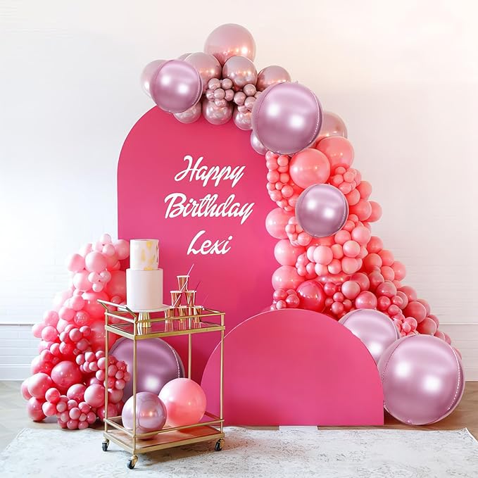 12PCS Pearl Pink Round Foil Balloons, 22" 15" 10" Large 4D Ball Balloons Metallic Pearl Pink Mirror Balloon for Graduation Valentines Day Wedding Women Girls Birthday Party
