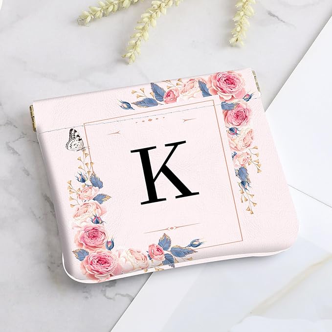 2Pcs Initial Letter PU Leather Small Squeeze Coin Purse Pouch Mini coin Bag Unique And Cute Wallet Cosmetic Bags For Women Girls Men Change Bag Letter K