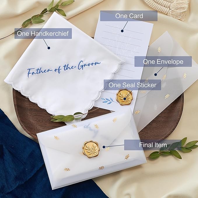 Truliva Wedding Gifts: Mother & Father of the Bride Handkerchiefs, Something Blue
