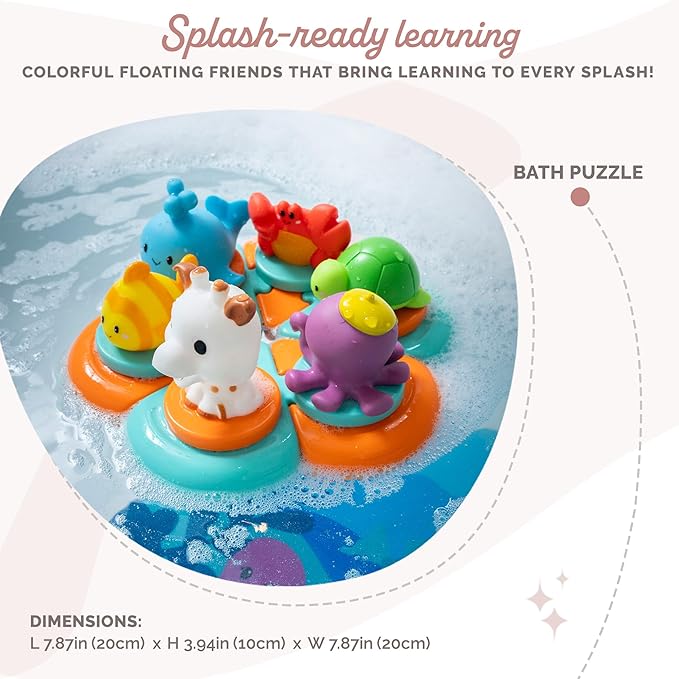 Sophie la girafe Bath Puzzle | Fun & Colorful | Animals Spray Water When Pressed | Easy to Clean
