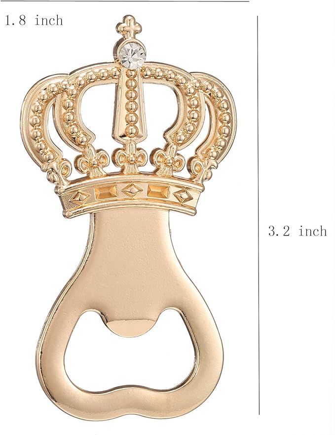 Pack of 24 Gold Crown Bottle Opener Wedding Favors,Party Favors for Guest Souvenir Gift for Baby Shower Birthday Party Decorations and Supplies by LAYSERI (Crown Gold, 24)