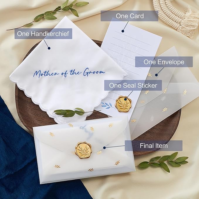 Truliva Wedding Gifts: Mother & Father of the Bride Handkerchiefs, Something Blue