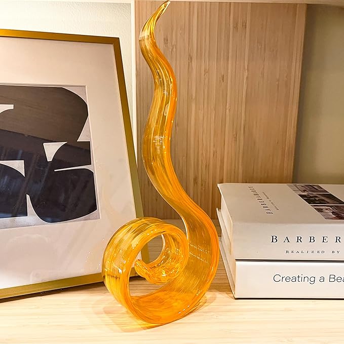 11.4" Tall Hand-Blown Glass Sculpture Murano-Style Sculpture Art Ornament Statue Figurines Home Decor Accent Piece Coastal Ocean Nautical Home Decor,Shelf,TV Stand,Tabletop Centerpieces,Wonderful Gift