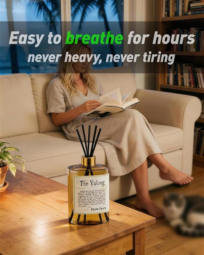 The Yulong Scent Reed Diffuser Refill Set 13.53 fl oz with 6 Sticks, 【Comfortable to Breathe】 Luxury Natural Long Lasting Home Fragrance Oil Air Freshener for Living Room and Office