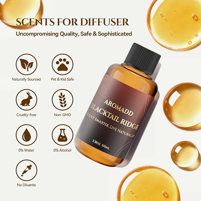AROMADD Blacktail Ridge Diffuser Oil Inspired by Luxury Hotel Scent 3.38 Fl Oz (100ml), Aroma Diffuser & Hotel Fragrance Diffuser Oil, Essential Oil Diffuser for Aromatherapy, Long-Lasting