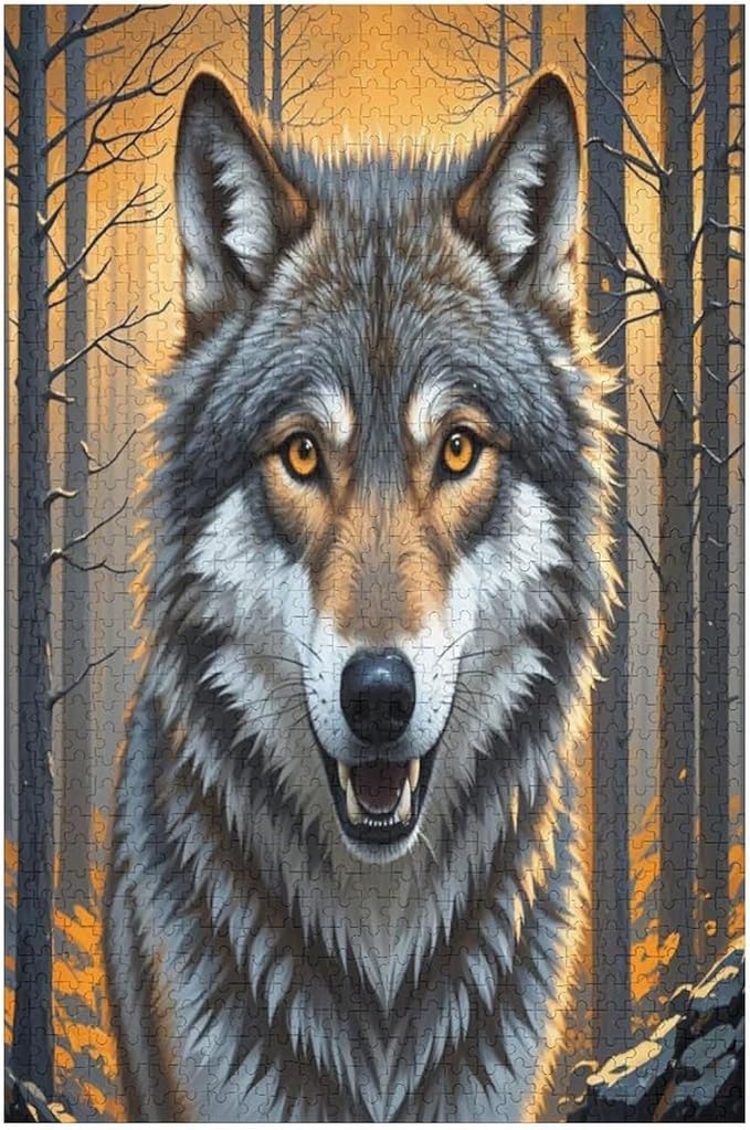 Puzzles for Adults 1000 Pieces Wooden Jigsaw Puzzle - King of Wolves Theme Puzzle，Party Games，Family Toys，Educational Puzzles，Stress Relief Wooden Puzzle，Gifts for Family，Colleagues and Friends