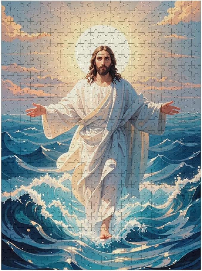 Jigsaw Puzzles for Adults 500 Piece - Jesus Walk On Sea Wooden Puzzle，Challenge Puzzles Puzzle Games， Stress Relief Games，Funny Puzzles，Unique Gifts for Wall Art