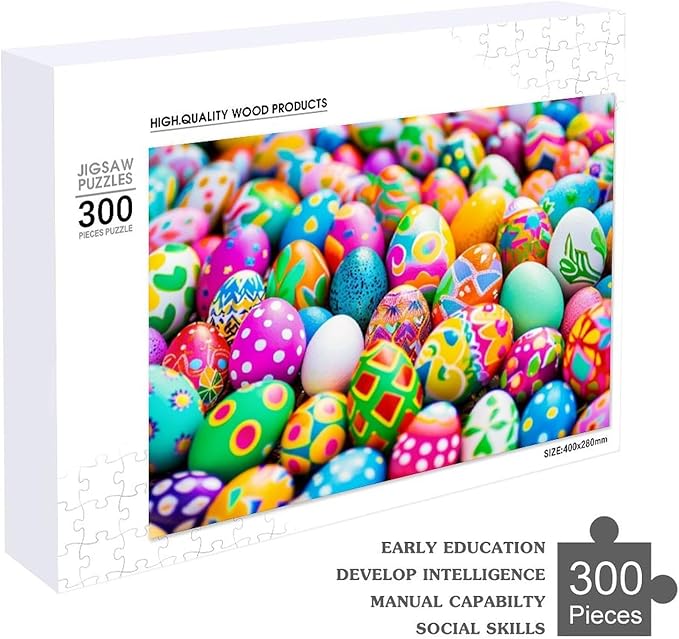 Wooden Puzzle - Easter Eggs Jigsaw Puzzles，Wooden Puzzles for Adults 300 Pieces Challenge Puzzles，Educational Games，Family Puzzles，Unique Gifts for Wall Art,Funnny Puzzles