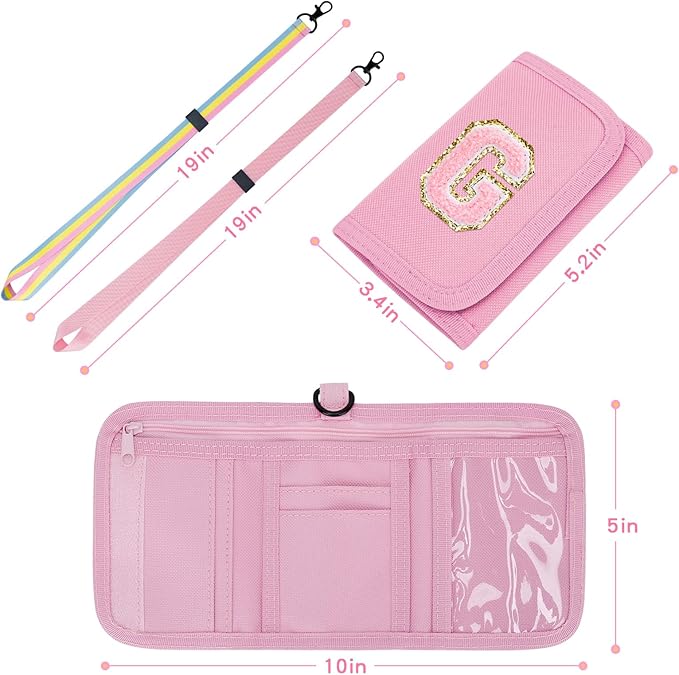Christmas Gifts for Girls 3 4 5 6 7 8 9 10 11 12 Years Old Kids Wallet Cute Initial Coin Purse Toddler Wallet with Magic Sticker (Pink, G)