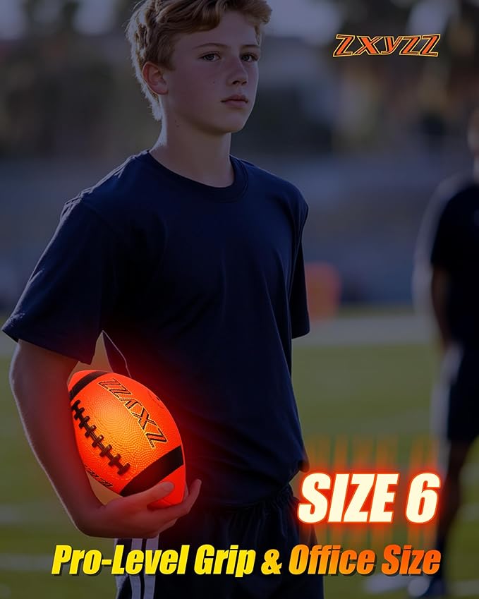 Rechargeable Glow in The Dark Football Birthday Gifts for 6 7 8 9 10 11 12 13 14 15 Year Old Boys, NO 6 Light Up Football Perfect for Teen Outdoor Sports Ideas, Kids Boys Toy Stuff Ages 6-15