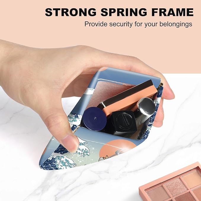 2Pcs PU Leather Small Squeeze Coin Purse Pouch Mini coin Bag Unique And Cute Wallet Cosmetic Bags Change Bag For Women Girls Men Cat and Dinosaur