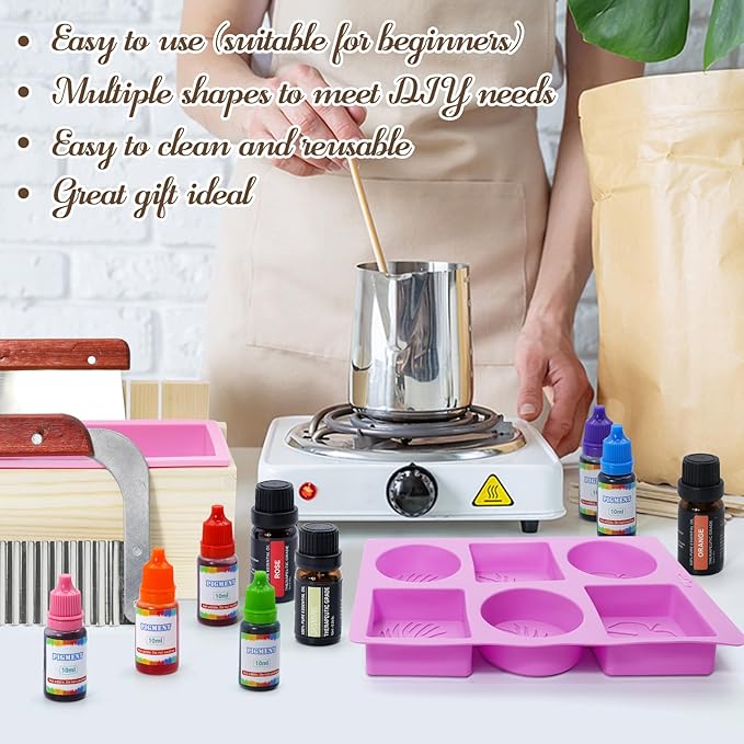 MuseLuxe Soap Making Kit for Adults,Soap Making Supplies Melt and Pour,DlY Set for Beginners - Base,Silicone Molds, Loaf,Molds,Cutter Box,Fragrances,Gift Card, DIY Gift Craft
