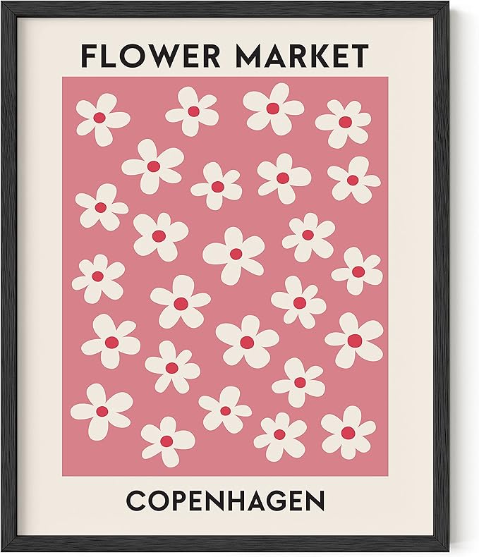 HAUS AND HUES Flower Market Poster, Floral Prints Wall Art, Danish Pastel Poster, Flowers Wall Print, Flowery Wall Art (16"x20" Unframed)