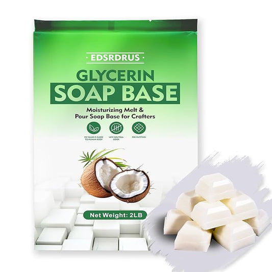 EDSRDRUS 2 LB Glycerin Soap Base Pre-Cut Moisturizing Natural Base Melt and Pour DIY Handmade for Crafting Soap Making