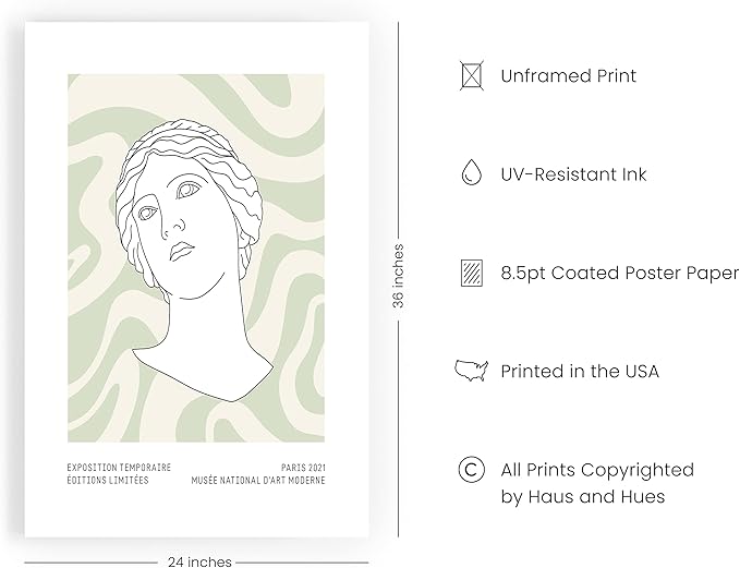 HAUS AND HUES Green Posters for Room Aesthetic – Sage Green Wall Art, Danish Pastel Room Decor, Geometric Green Print for Bedroom (Unframed, 24" x 36")