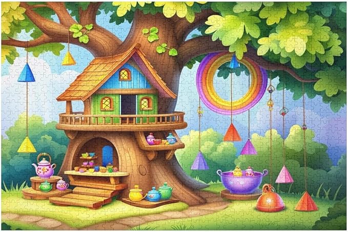 Wooden Puzzle - Fantastical Treehouse Escape Jigsaw Puzzles，Wooden Puzzles for Adults 1000 Pieces Challenge Puzzles，Educational Games，Family Puzzles，Unique Gifts for Wall Art