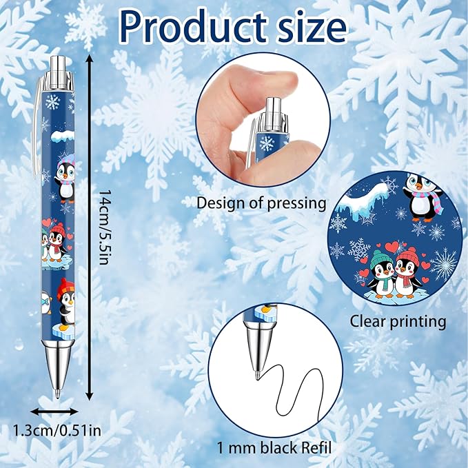 Idealmuzik Penguin Pens Set – Cute Penguin-Themed Gel Pens for Teachers, and Office Gift Exchange – Funny Penguin Designs – Perfect Stationery Gifts, Party Favors, 8 Pack