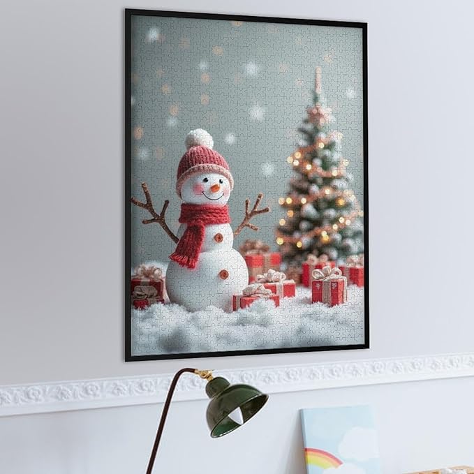 Wooden Puzzles for Adults 1000 Pieces, Christmas Winter Snowman, Each Piece is Unique and Perfectly Put Together, are Special Home Decorations, Fun Puzzles, Party Games, Family Toys
