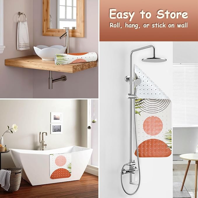 Bathtub Mat Non Slip, Bohemia Extra Long Bath tub Mat Shower Floor Mat with Suction Cups and Drain Holes for Adults Kids Elderly 40 X 16 Inch