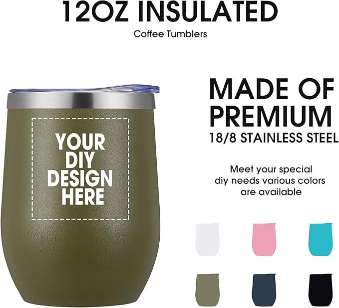 Personalized Wine Tumbler Glasses Print in USA Stainless Steel Travel Customized Coffee Cup with Lid & Straw Double Wall Insulated Mug with Colorful Text Logo Photo