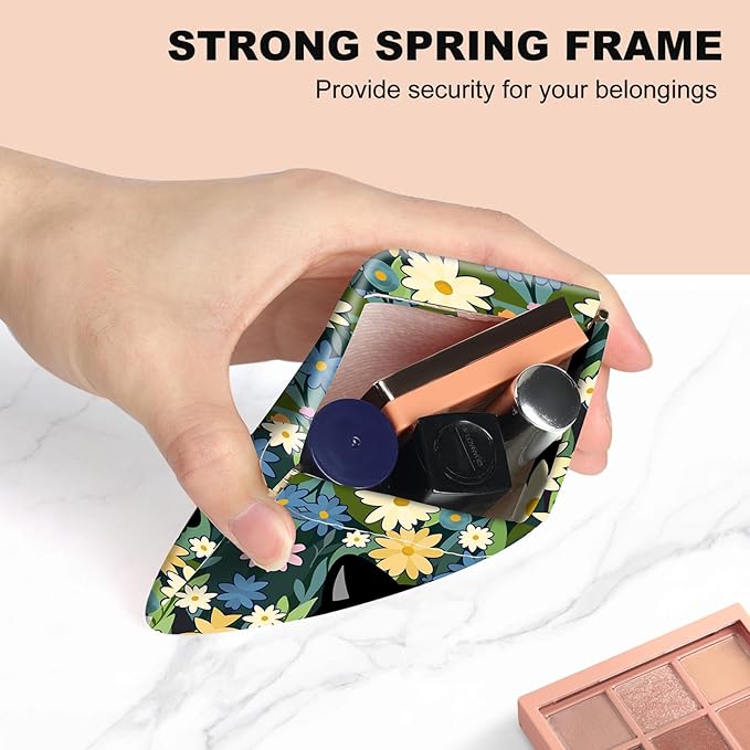 2Pcs PU Leather Small Squeeze Coin Purse Pouch Mini coin Bag Unique And Cute Wallet Cosmetic Bags Change Bag For Women Girls Men （Flowers and Black Cats