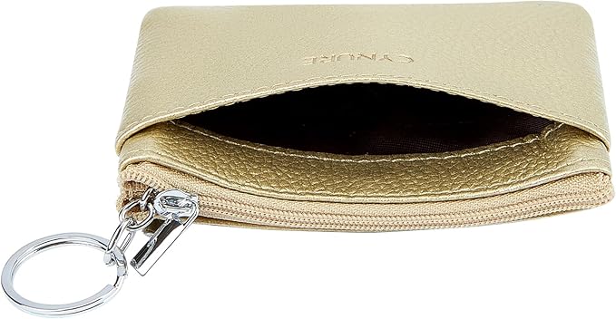 Women's Genuine Leather Coin Purse Mini Pouch Change Wallet with Keychain