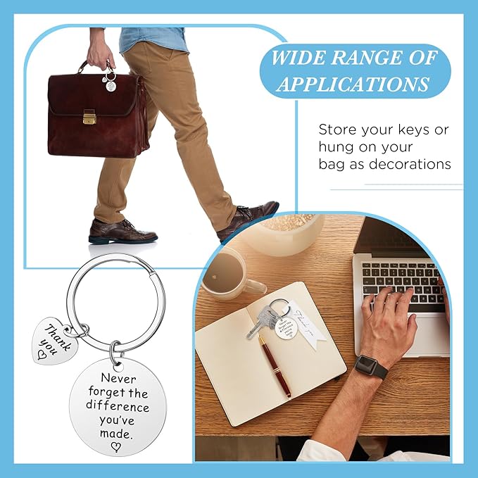 72 Pcs Employee Appreciation Gifts Bulk for Coworker 2025 Thank You Gifts Keychain with Drawstring Bag and Card