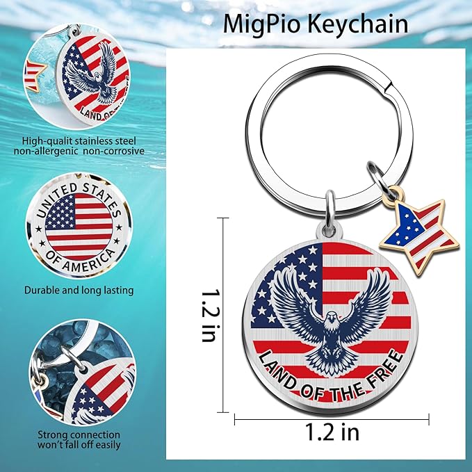 American Flag Keychain USA 250th Anniversary Patriotic American Keychain Souvenirs from USA Citizenship Gifts American Eagle Gifts for Men Eagle Keyring for Men 250 Anniversary USA