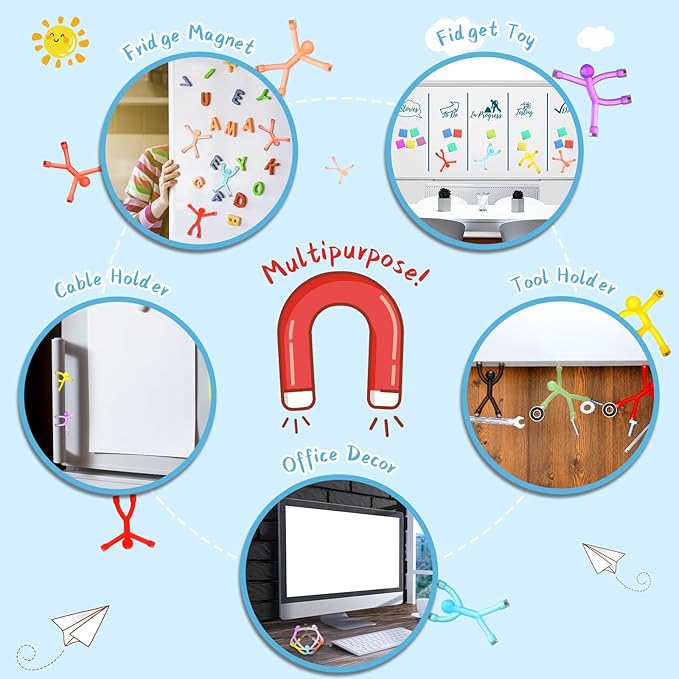 60 Pieces Fridge Magnets Humanoid Cute Men Colorful Refrigerator Magnetic Toys for Kids Translucent Magnetic Magnets for Adults Lockers, Fridge, Office, Whiteboard Decoration