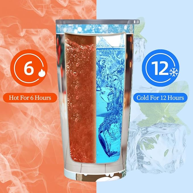Personalized Custom tumbler Coffee Mug with Lid and Straw Hot and Cold Stainless Steel Vacuum Insulated Travel Mug with Photo Personalized tumbler Gift (20 oz, Funnel，2 photos)