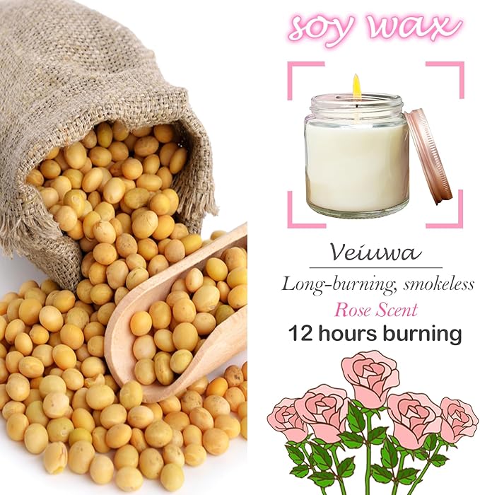 36 Pcs 4 Oz Mini White Soy Candles,Rose Scented Candles Set,Bulk Aromatherapy Candle,Great Stress Relieving Scented Candle for Girls as a Gift for Birthdays, Weddings and More!